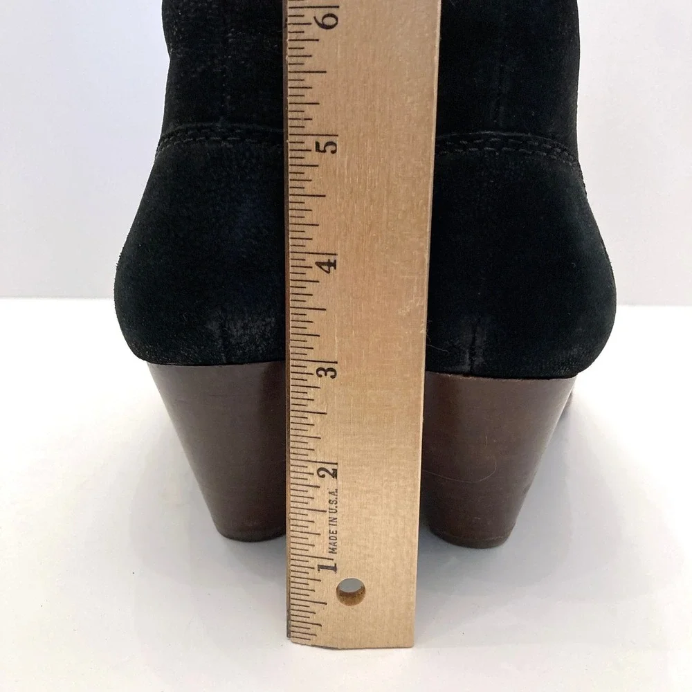 Frye Reina‎ Cut Out Bootie Black Suede Womens 10 M Pointed Toe Heeled Western